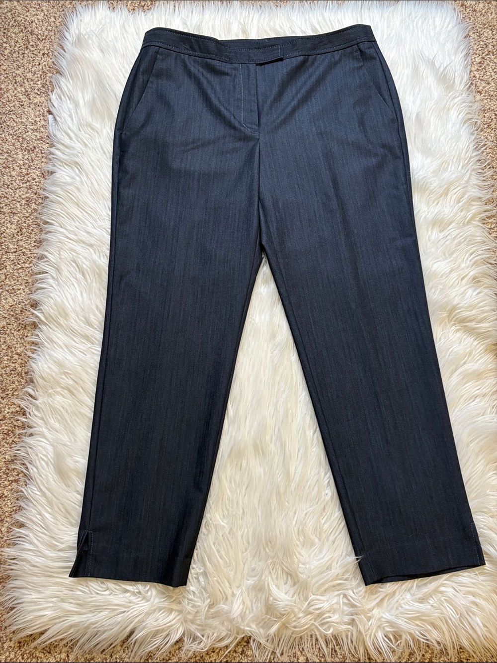 DKNY Dark Blue Women's Straight-Leg Trousers, Size 14